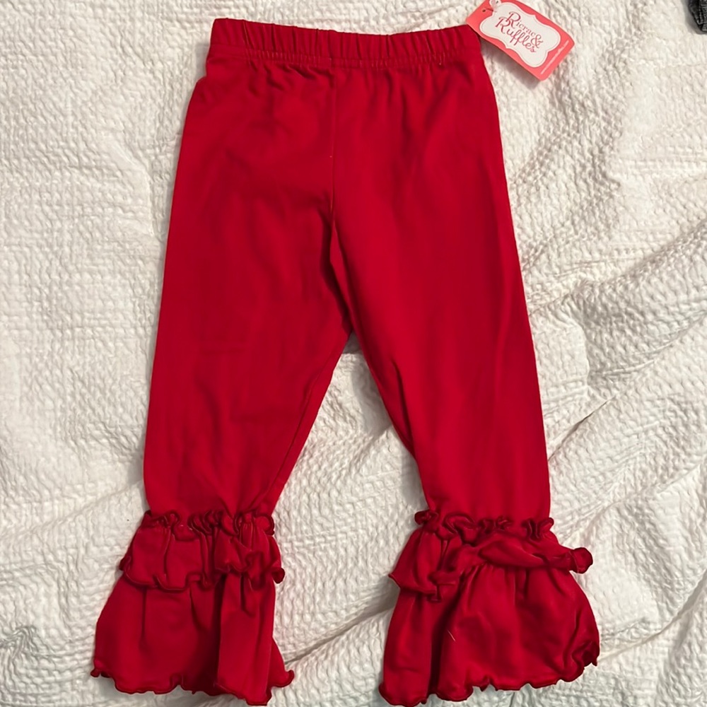Red ruffle pants